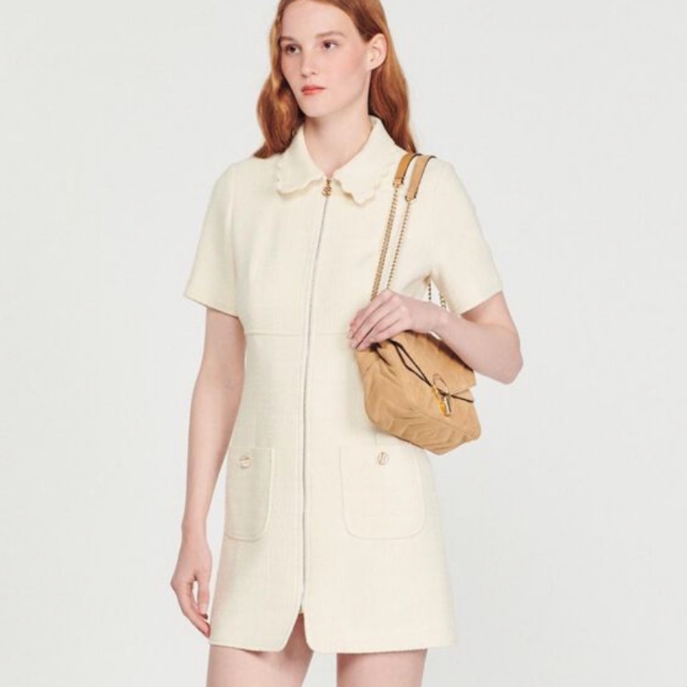 NWT Sandro Tweed Zip Dress Size 36